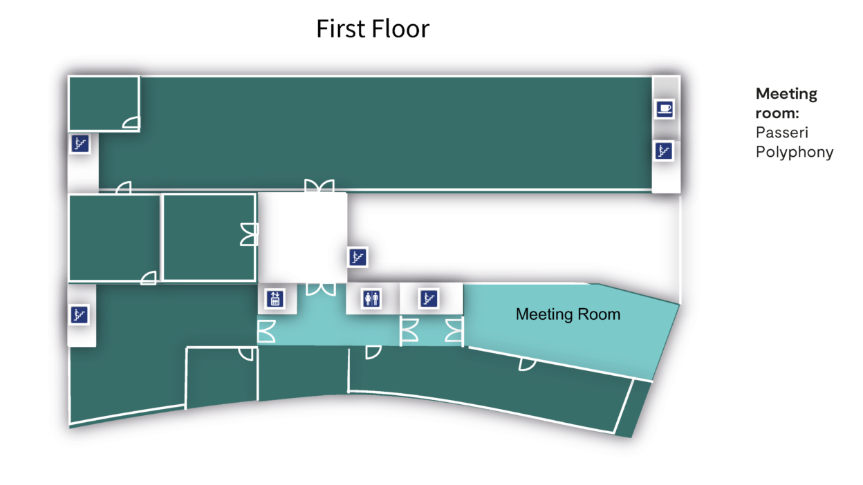 Map of the First Floor Showcase in Meeting room: Passeri Polyphony